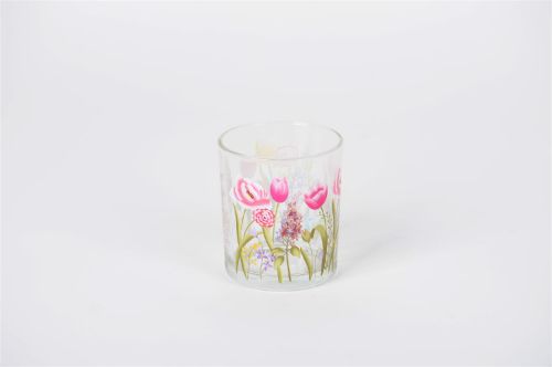 Bild von Windlicht, Blumen Ø9x H10cm, rosa