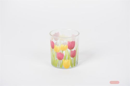 Bild von Windlicht, Tulpen Ø9x H10cm, bunt