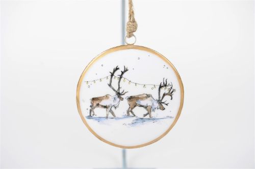 Bild von Hänger Emaille, Reindeer Ø15.5x H4cm, winter glaze