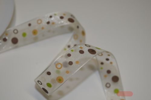 Bild von Band 25m/ 15mm, Bubbles - Organza, creme-braun