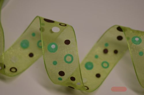 Bild von Band 25m/ 25mm, Bubbles - Organza, grün