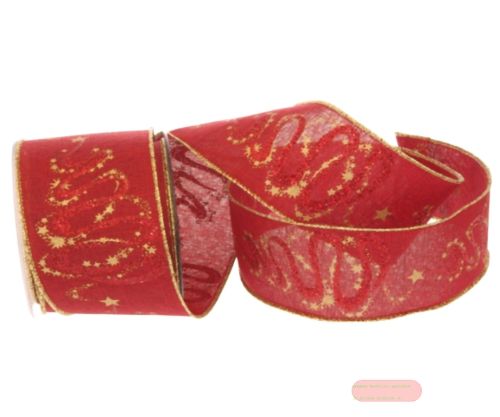 Bild von Band 10m/ 65mm, Leinen Magic Tree, rot-gold