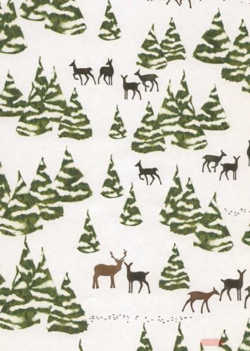 Bild von Bogen 70x 100cm, Wonderland Rehe, weiss