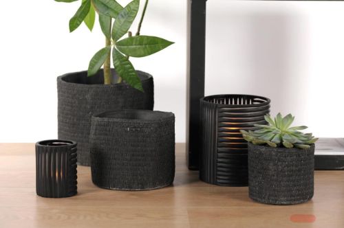Bild von Blumentopf, Tissée - Zement Ø26.5x 24cm, schwarz