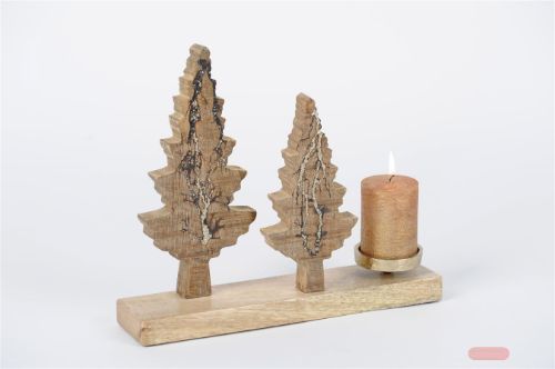 Bild von Tannenbaum, Teelichthalter L27x 7x H30cm, pine