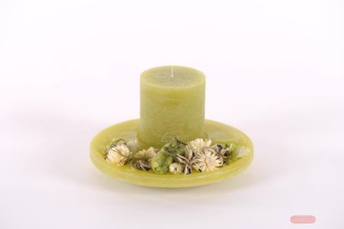 Bild von Flowers & Candle, Ø24x H12cm, yellow kiwi