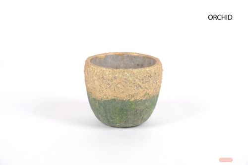 Bild von Blumentopf, Gildet Zement Ø15.5x 13cm, green
