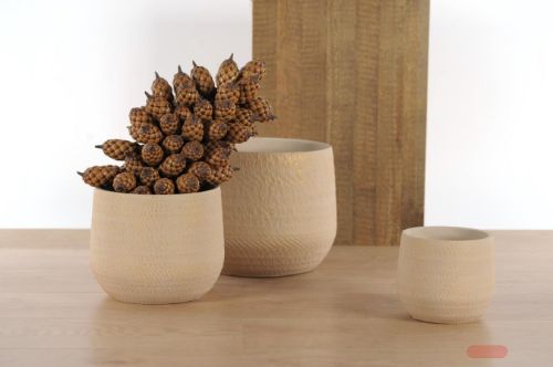 Bild von Blumentopf, Goldblush - Zement Ø21.5x 18cm, creme