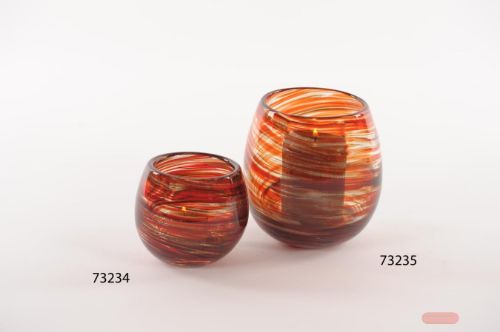 Bild von Glasvase, Remolino - Ø13x H13.5cm, rot/gold
