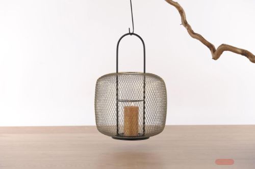 Bild von Laterne, Metall - Glas Ø29.5x H42.5cm, cage dorée