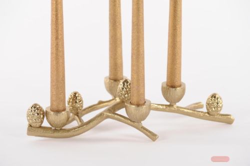 Bild von Kerzenhalter, Zweig - Alu L32x 16x H9.5cm, gold