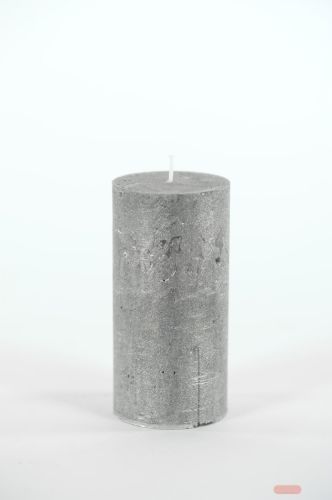 Bild von Metallic Zylinderkerze, 12cm x Ø60mm, black silver