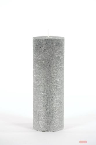 Bild von Metallic Zylinderkerze, 20cm x Ø70mm, black silver