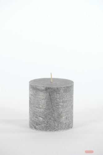 Bild von Metallic Zylinderkerze,   9cm x Ø90mm, black silve