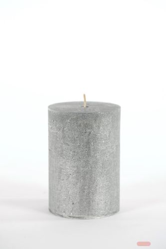 Bild von Metallic Zylinderkerze, 13cm x Ø90mm, black silver