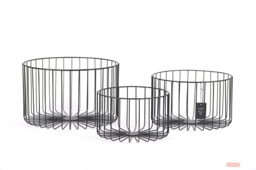 Bild von Gitter Korb, metall Ø36x H21.5cm - set/3, schwarz