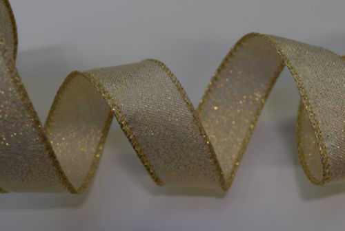 Bild von Band 10m/ 25mm, mit Lurexfäden, hellgold