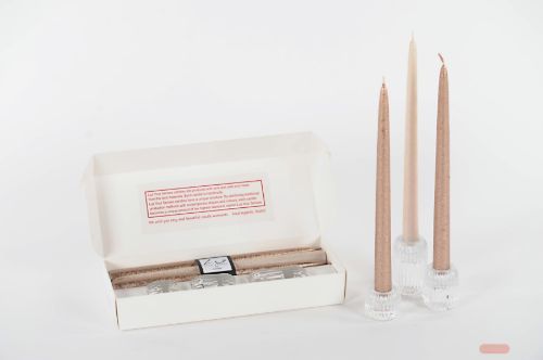 Bild von Set, 6 Spitzkerzen H30cm, 3 Glasleuchter, 1+3 met.