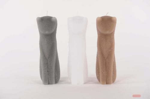 Bild von Kerzen Katze, H25x Ø9cm, weiss