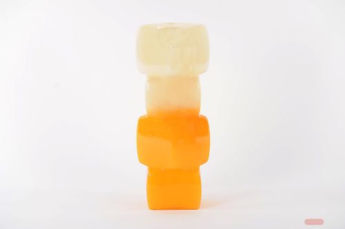 Bild von Glasvase, Cubo - L16x 16x 41cm, apricot/white