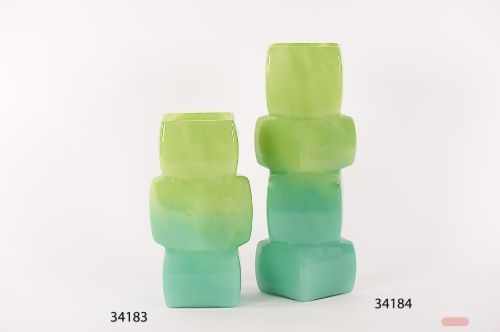 Bild von Glasvase, Cubo - L16x 16x 30cm, peacock green/light