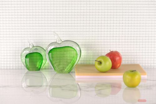 Bild von Deko Apfel, Glas - L12x 4.5x H14cm, grün