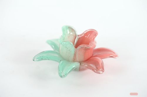Bild von Teelichthalter, Amaryllis - Ø14x H7cm, pink/green