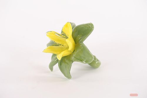 Bild von Blume Amaryllis - Glas - L14x H10cm, yellow/green