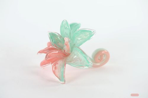 Bild von Blume Amaryllis - Glas - L14x H10cm, red pink/green