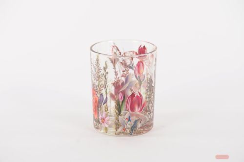 Bild von Windlicht, Wildflowers Ø10x H12.5cm, florissant
