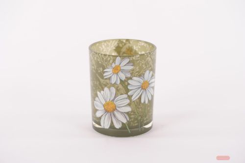 Bild von Windlicht, Daisy Ø10x H12.5cm, grün/weiss