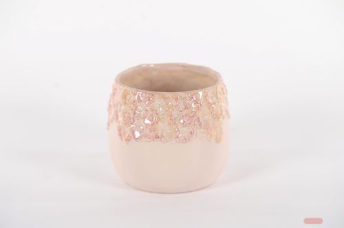 Bild von Blumentopf, Flowered Ø15.5x H13.5cm, soft pink