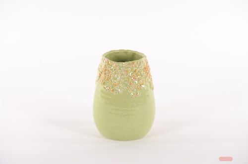 Bild von BlumenVase, Flowered Ø13.5x H18cm, green