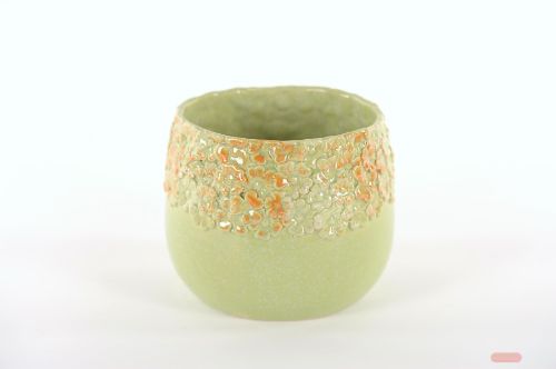 Bild von Blumentopf, Flowered Ø20x H16.5cm, green