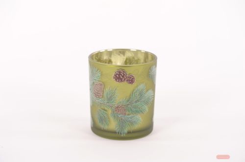 Bild von Windlicht Votiv, Pinecone Ø9x H10cm, grün