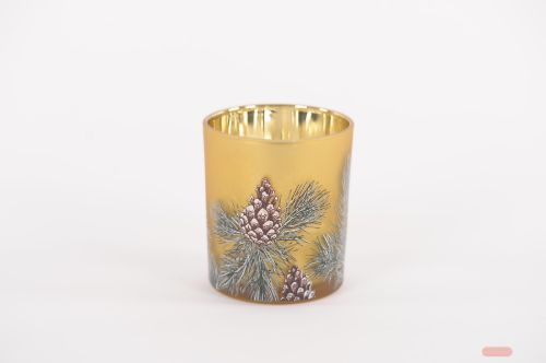 Bild von Windlicht Votiv, Pinecone Ø9x H10cm, gold