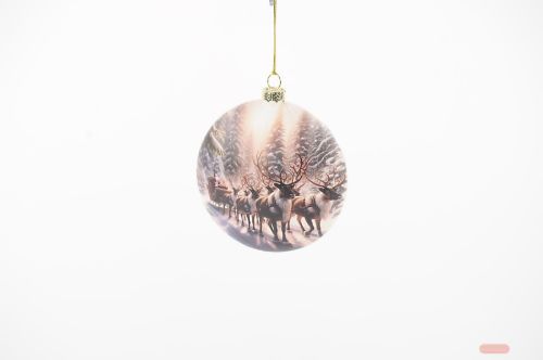 Bild von Glasanhänger, Reindeer Race Ø10x H4cm, bunt