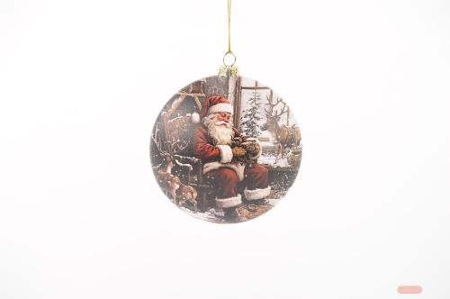 Bild von Glasanhänger, Santa Ø12x H4.5cm, bunt
