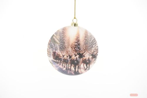 Bild von Glasanhänger, Reindeer Race Ø12x H4.5cm, bunt