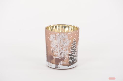 Bild von Windlicht Votiv, Winter Ø9x H10cm, snowy moose