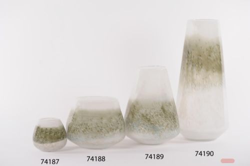 Bild von GlasVotiv, Touch of gras Ø12x H11cm, olive/weiss