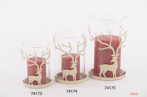 Bild von Windlicht, Mighty elk Ø9x H13.5cm, klar/met.