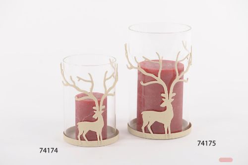 Bild von Windlicht, Mighty elk Ø10.5x H15cm, klar/met.