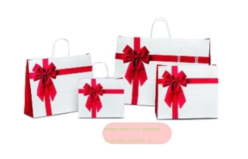 Bild von Tasche, B24+11x H21cm Rosette, rot-weiss