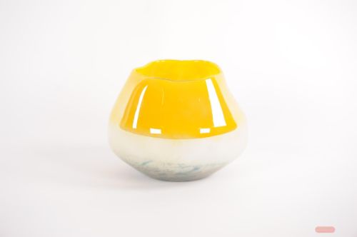 Bild von Glasvase, Dualis - Ø22.8x H18.1cm, lemon/grey