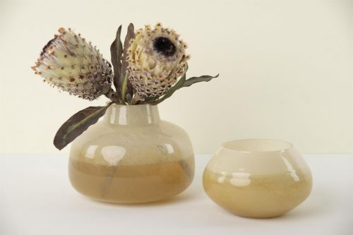 Bild von Glasvase, Latte Ø20x H12.5cm, vanilla/cream