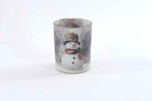 Bild von Windlicht Votiv, Snowmann Ø10x H12.5cm, bunt