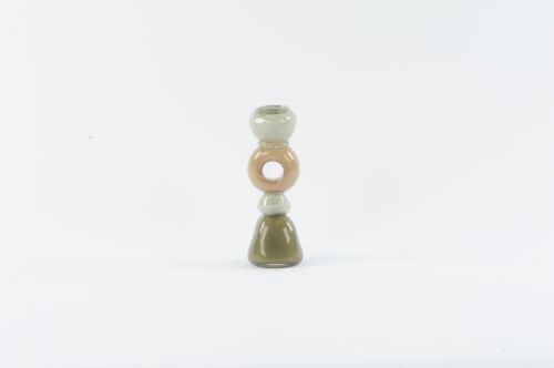 Bild von Kerzenständer, Intaba - Glas Ø8.5x H23cm, grün/beige