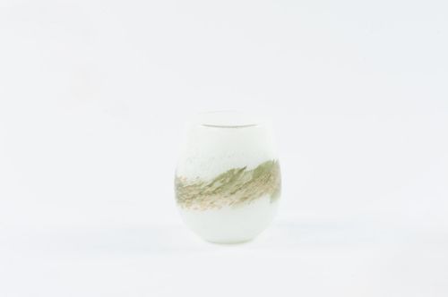 Bild von Glasvase, Field - mundgeblasen Ø13x H15cm, grün/weiss
