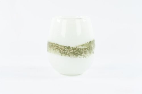Bild von Glasvase, Field - mundgeblasen Ø18x H22cm, grün/weiss